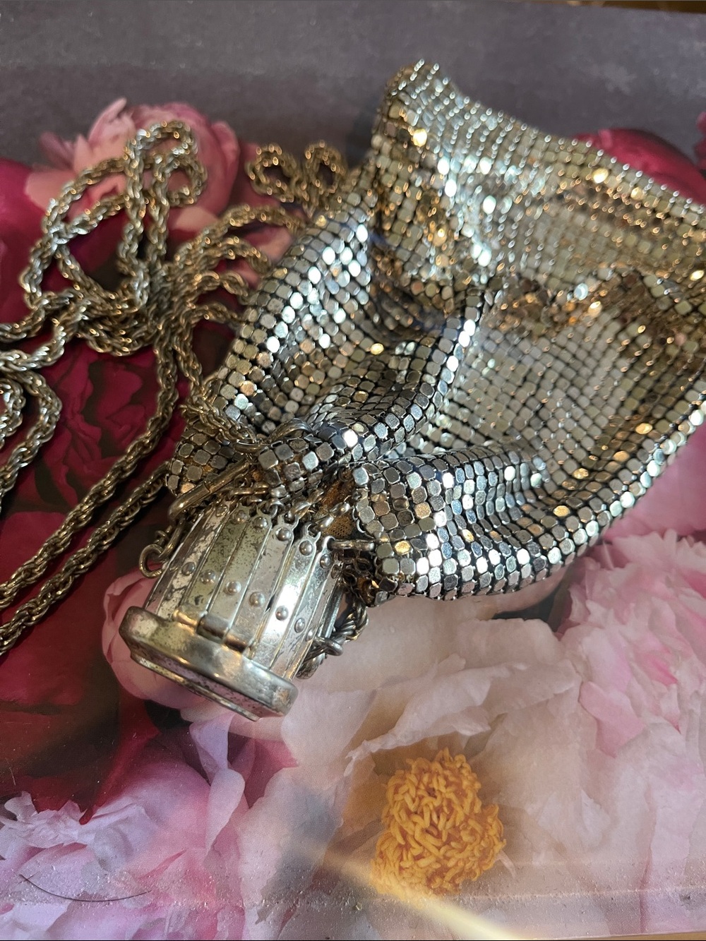 Whiting & Davis 1920 Silver Mesh Drawstring beggers Bag